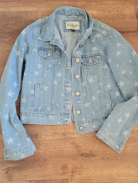 Jackets & Blazers - Light Wash Star Print Denim Jacket